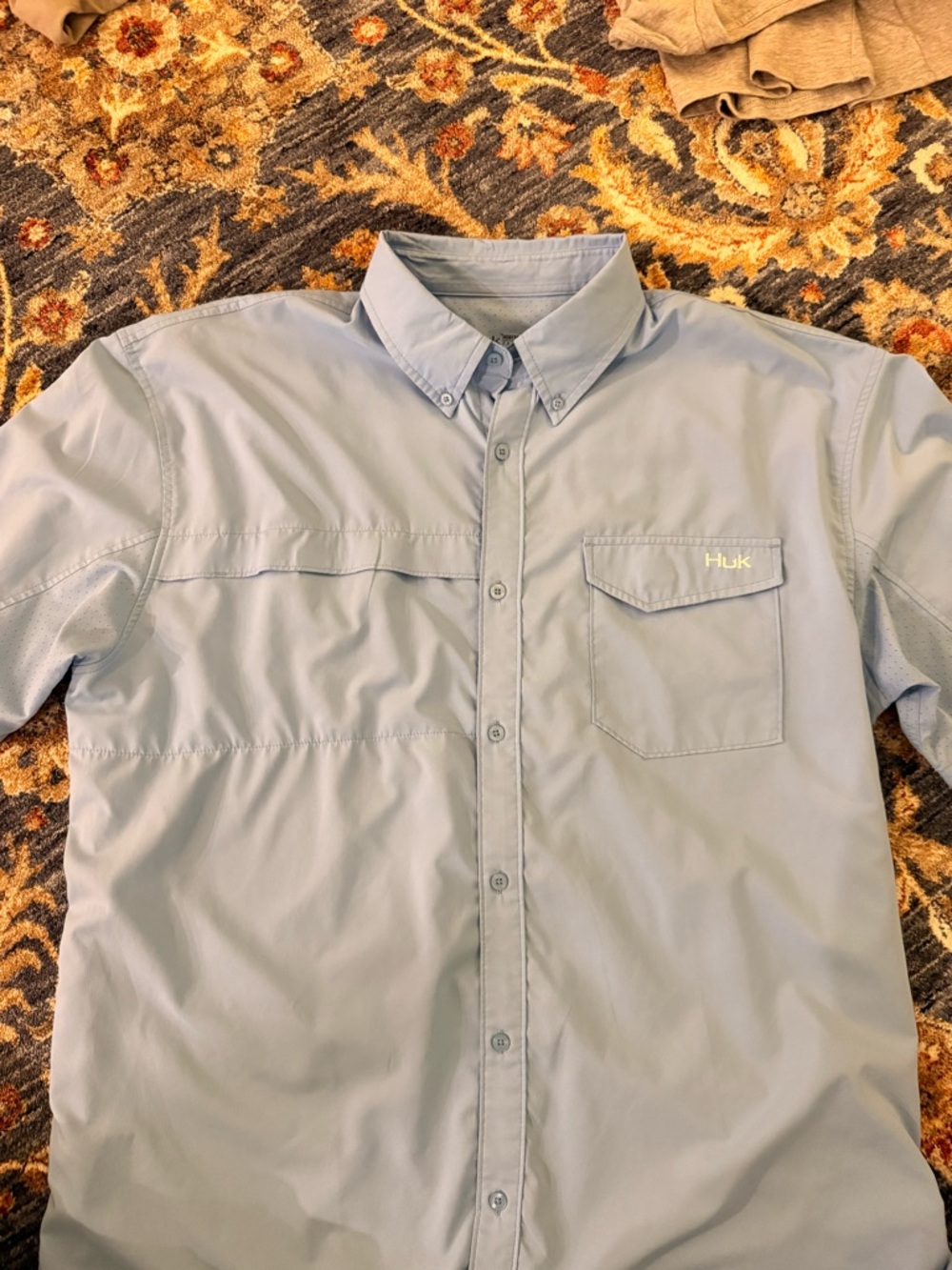 Huk Men's Pale Blue Performance Button-Down Shirt (NWOT)